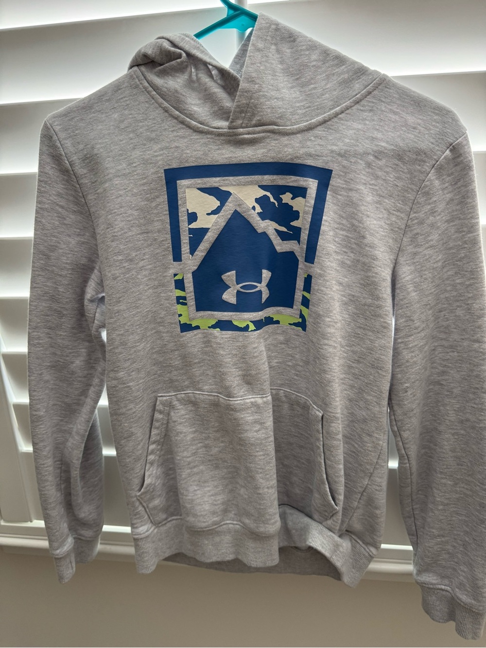 Under Armour Boy’s Gray Pullover Hoodie with Blue Logo